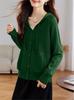 2026 Spring/Autumn Women's Hooded Knit Cardigan - Casual Loose Fit, Slimming Sweater Jacket