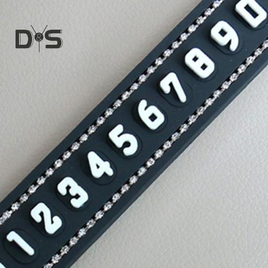 1 Set Slots Design Parking Number Plate Rhinestone Excellent Car Styling Phone Number Card Plate