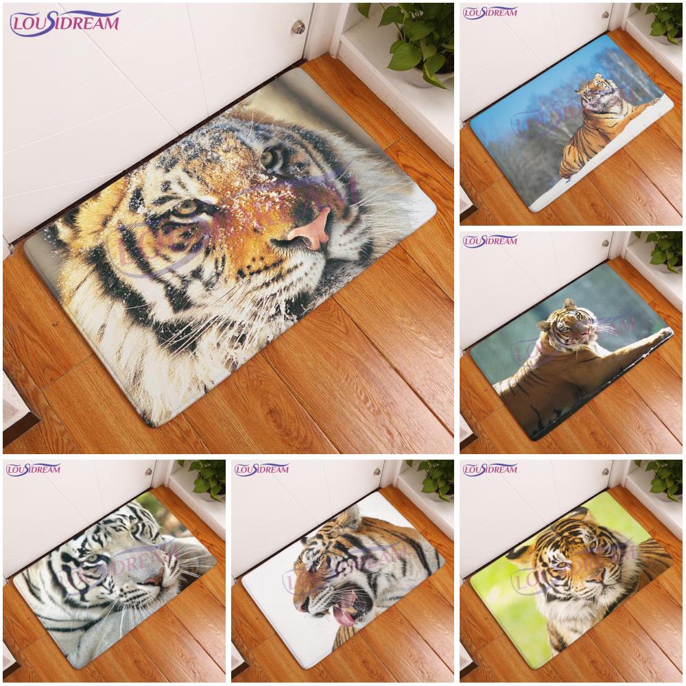 

3D Tiger Doormat Дикое животное Ковер Фланель Мягкое поле Домашний декор Пол Абсорбент Противоскользящие ковры