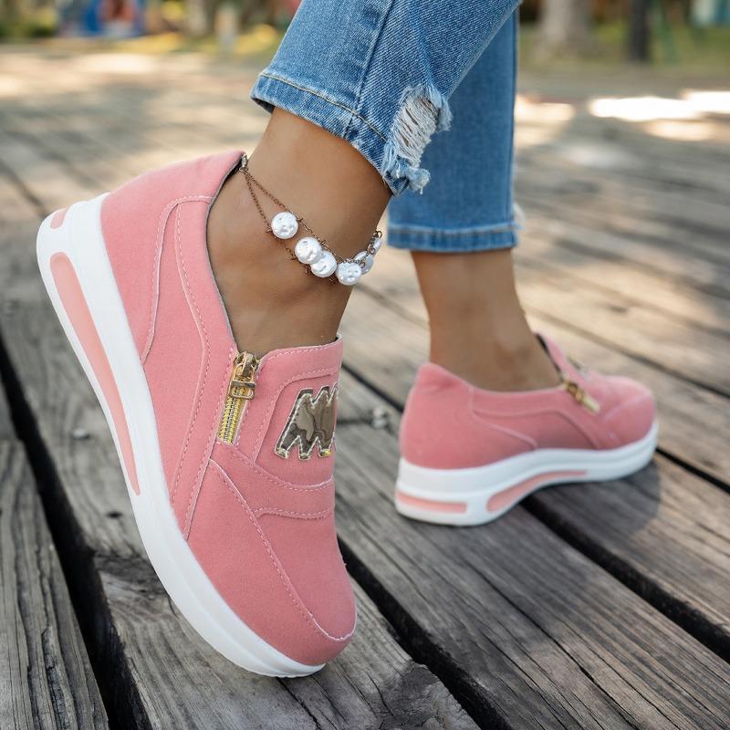 New Large-sized Sports Single-shoe Sponge Flat Side Zipper Casual Sports Shoes