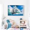 HUACAN Diamant-Gemälde, Segelboot, 5D-Diamant-Stickerei, Mosaikbild aus Strasssteinen