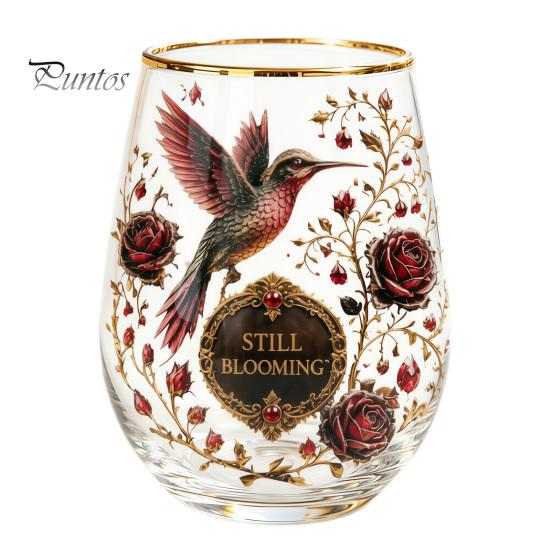 Retro Enamel Style Cup Hand Painted Glass Tumbler, Egg Shaped with Gold Rim, Clear Lead-Free Ocean Turtle Pattern Mug for Tea Coffee Wine Juice
