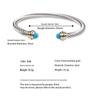 Women's Stainless Steel Wire Bracelet with Black/White Beads, Turquoise Crystals, and Pearl Accents