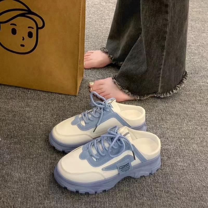 

Дадун анти-толстоподошвенные туфли-мешки с полуприцепом, маленькие белые туфли для женщин для ношения на улице, летняя нишевая мода, ленивые туфли 35 синий