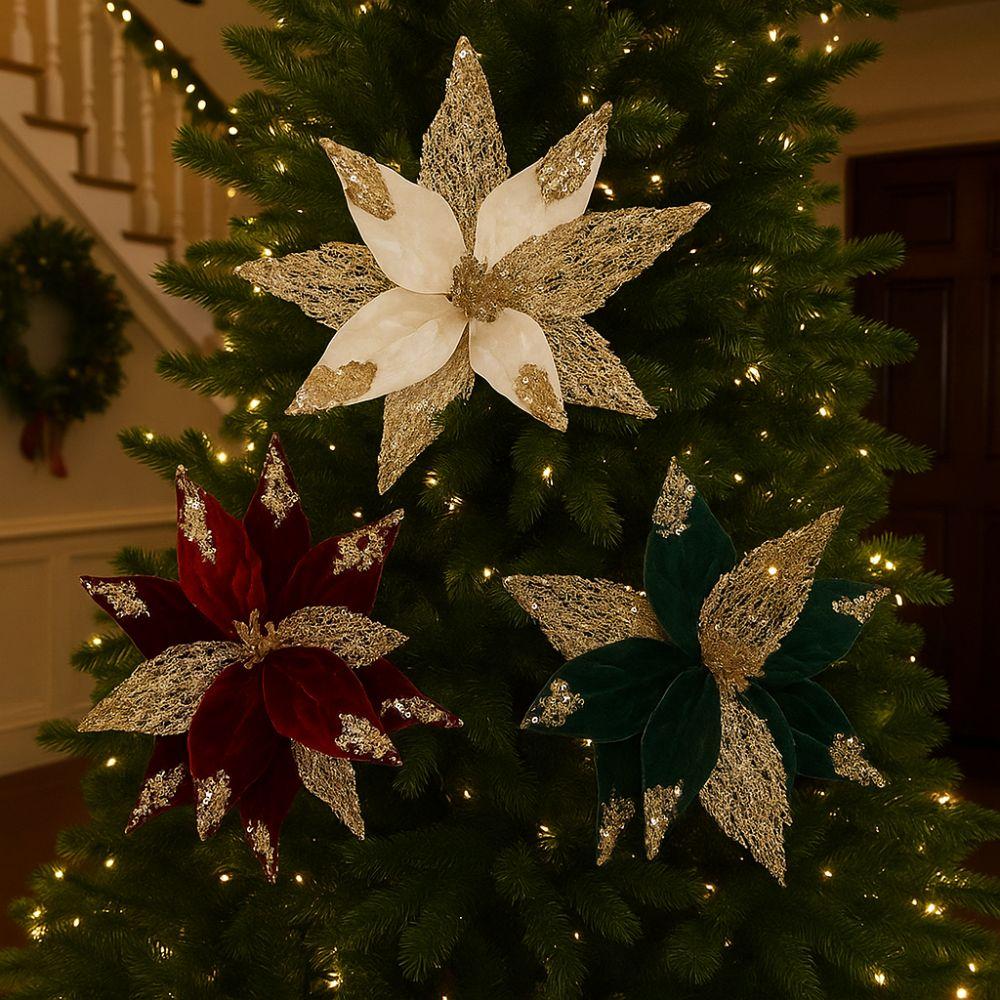 29cm Künstliche Weihnachtsb Blume Samt Simulation Weihnachtsstern Handgefertigt Realistisch Weihnachtsbaum Schmuck