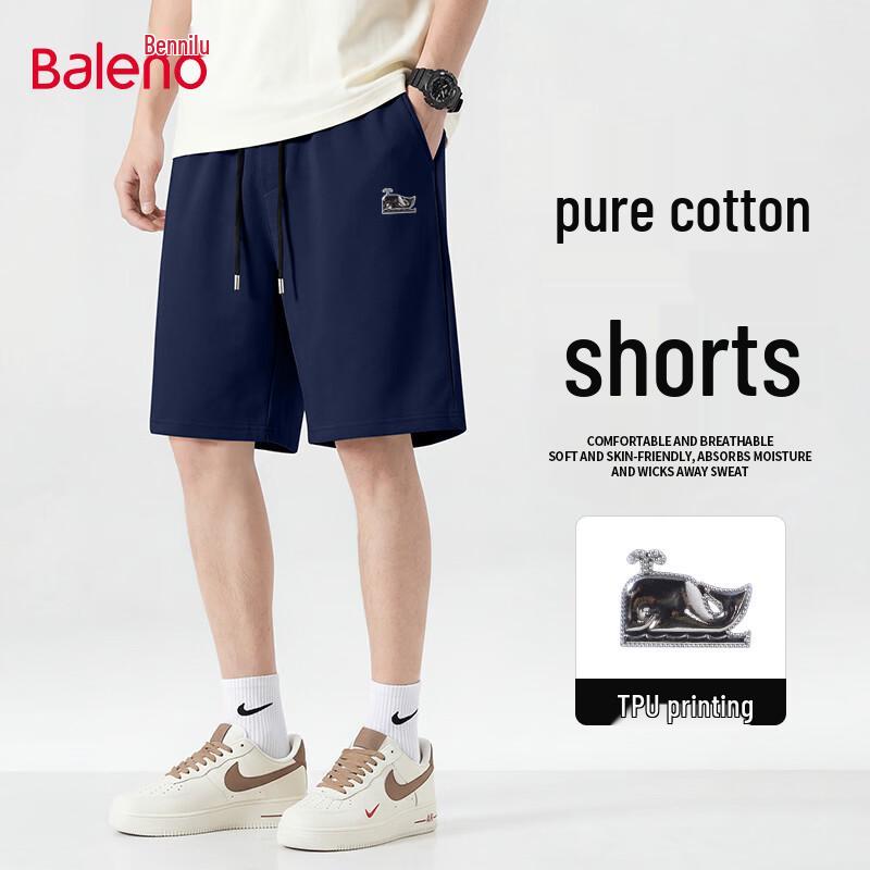 

Baleno Men s Whale Print Heavy Cotton Casual Shorts 3XL