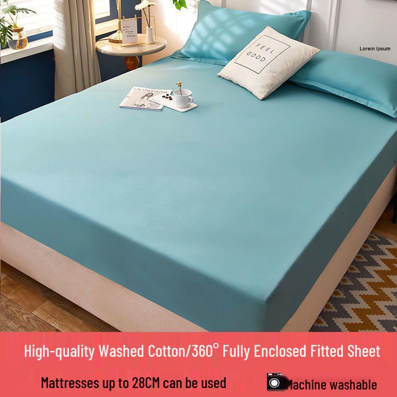 Nanjiren Washed Cotton Non-Slip Fitted Bedspread & Mattress Protector