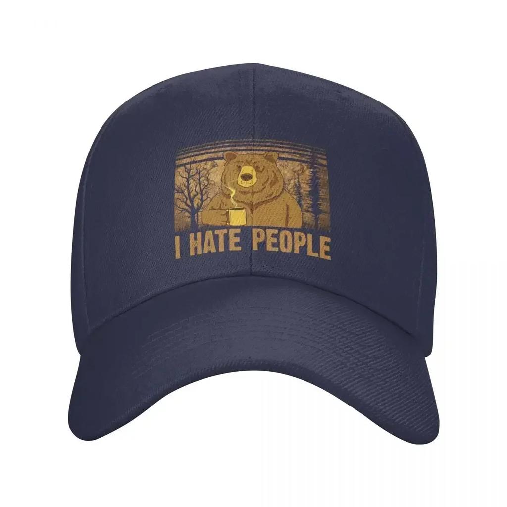 Fashion Camping Bear I Hate People Baseball Cap Women Men Custom Adjustable Unisex Dad Hat Spring Snapback Caps
