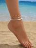 3PCS Layered Stackable Imitate Pearl Anklet Set Gold Dainty Minimalist Boho Summer Beach Vacation Jewelry for Women