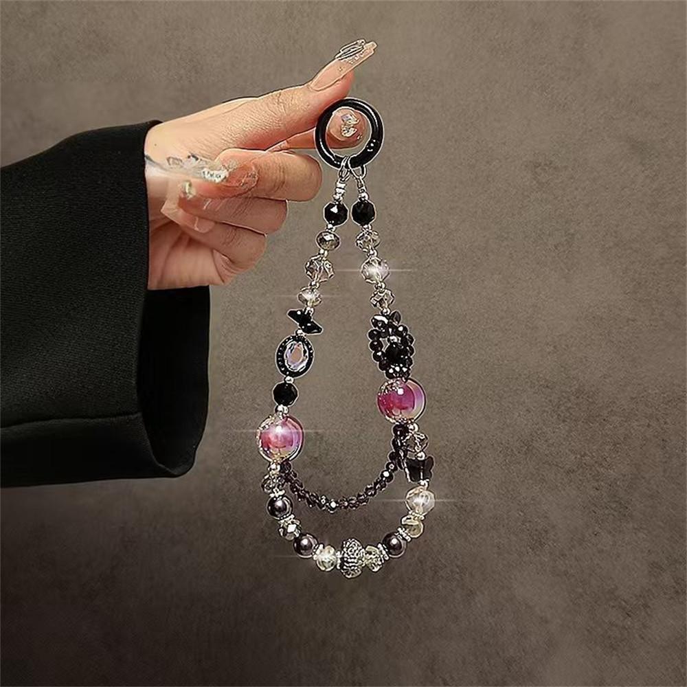 Colorful Beaded Phone Lanyard 26cm Short Phone Wristlet Strap Mobile Accessory