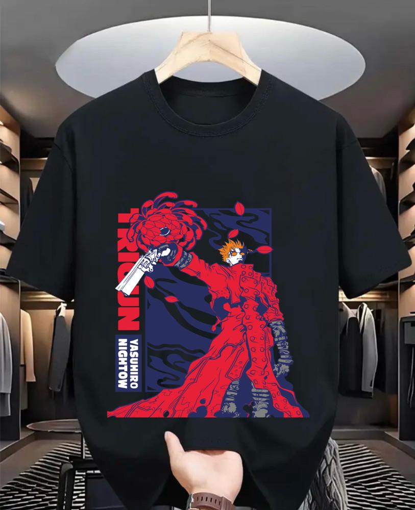 

Trigun T-shirt Vash The Stampede Moon Funny COMEDY Anime Manga Gift Black Shirt 3XL