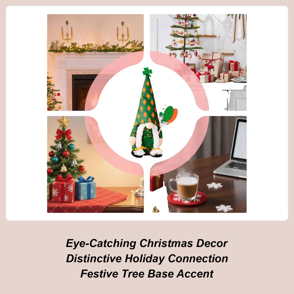 Christmas Gnomes Holiday Cute St Patrick Day Soft Doll Rustic Tabletop Christmas Gnome For Desk Table Shelf Mantel Tiered Tray