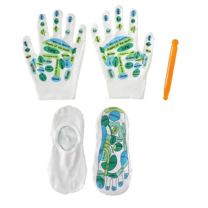 

Acupoints Massage Gloves for Hand Spa Fatigue Relief Elastic Acupressures Reflexology Socks for Reflexology Foot Massage