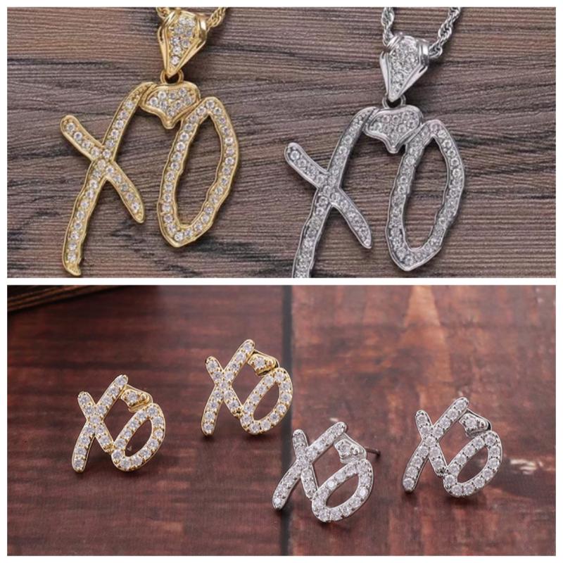 High Hip Hop XO Letter Pendant Necklace for Women Men, Fashion Creative Cubic Zirconia Exaggerated Hip Hop Rock Gift Jewelry