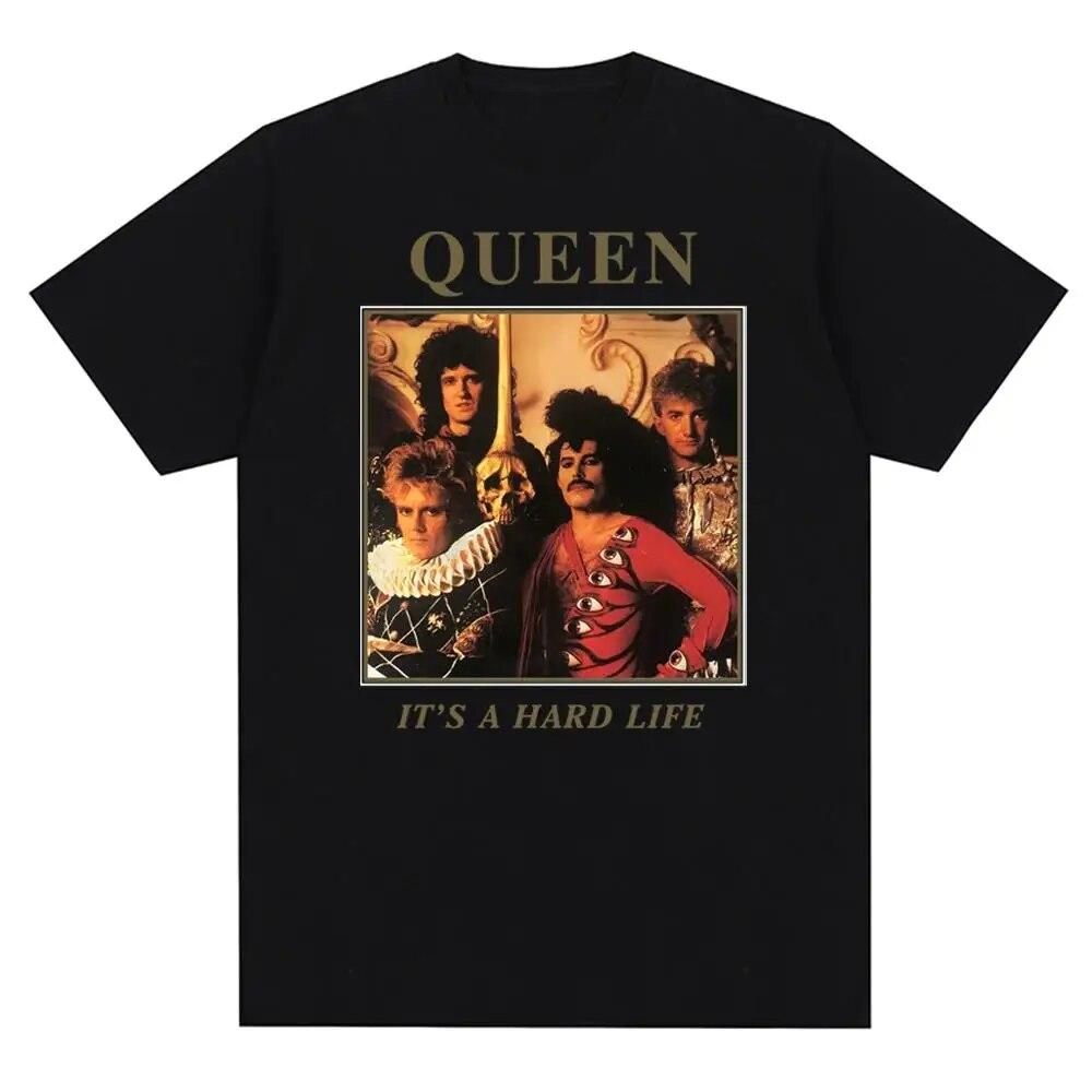 Vintage Queen Rock Music Band Tričko s grafickým potiskem Móda Pro volný čas Crew Krátký rukáv Tričko větší velikosti Dámské