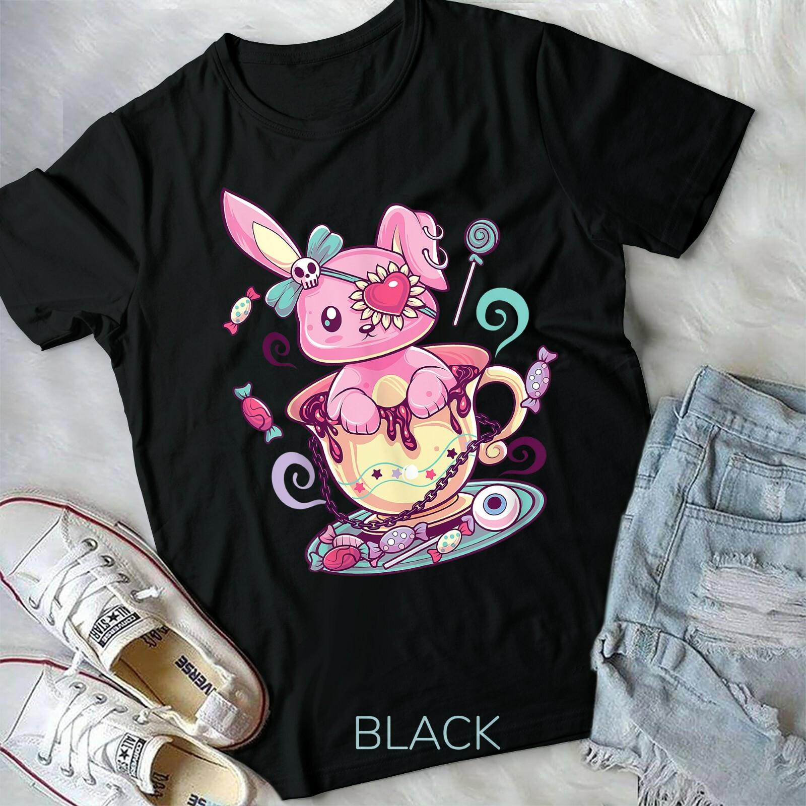 Kawaii Pastel Goth Cute Creepy Rabbit Menhera Occult Bunny Unisex Form T-shirt M