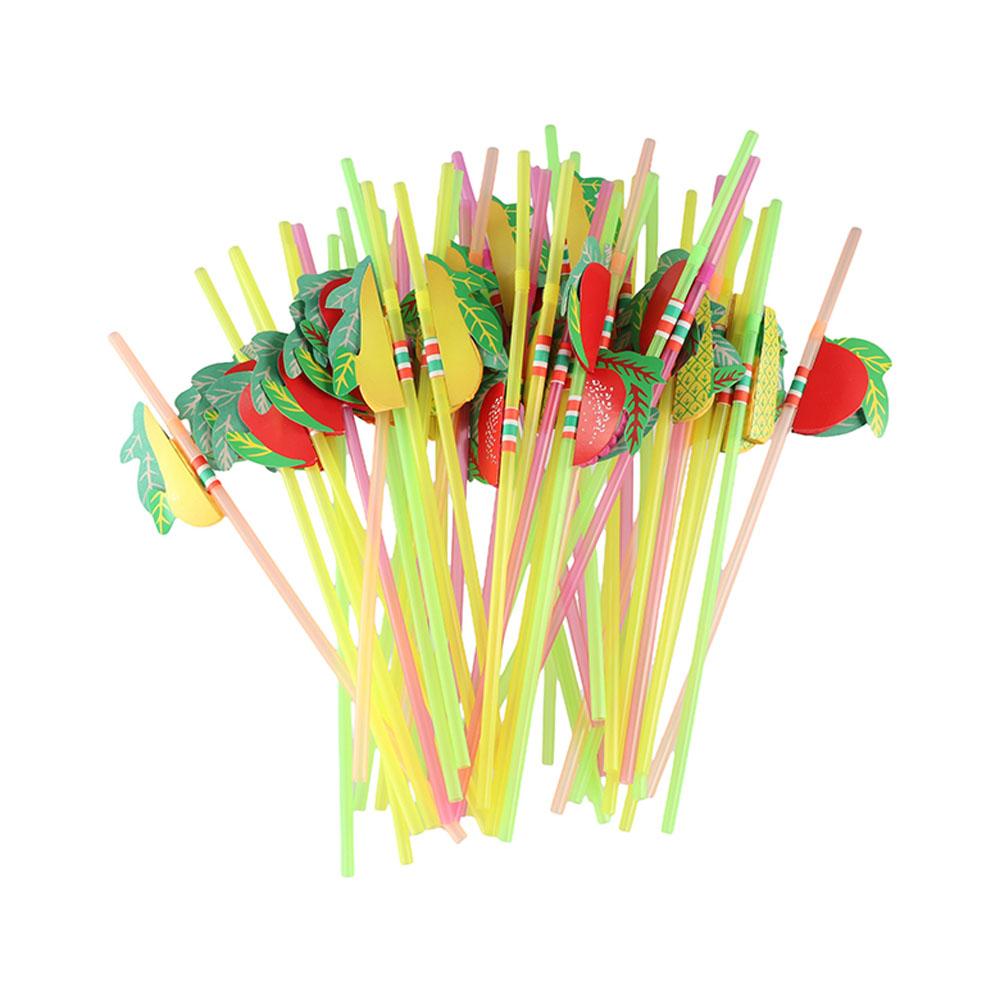 Straw Plastic for Fashion Party Pool Paper Decoration Assorted Cocktail Fruit Straws Drinking