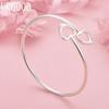 925 Sterling Silver Double Heart Adjustable Bracelet Wedding Jewelry