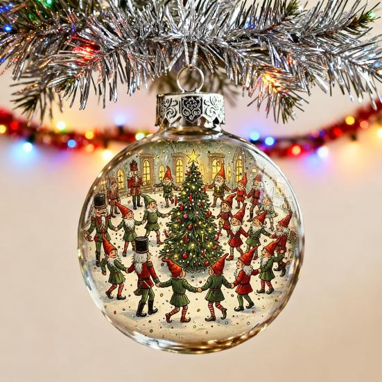 Vintage Christmas Baubles Plastic Hanging Ornaments with Classic Holiday Designs Festive Tree Decor for Home Office Party