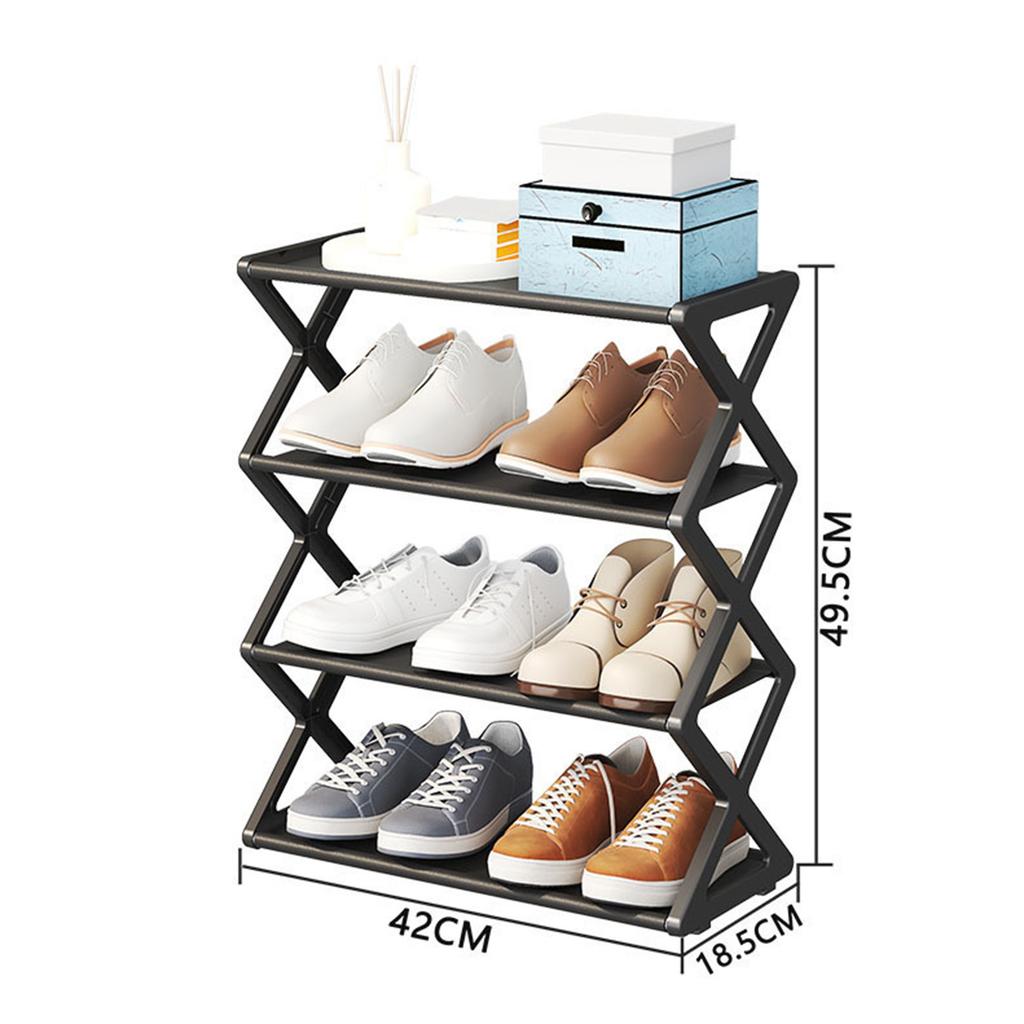 4 Tier Foldable Shoe Rack Space Saving  Standing Shoe Storage Organizer for Closet Hallway Entryway Bedroom 4 Tier Shoe Rack