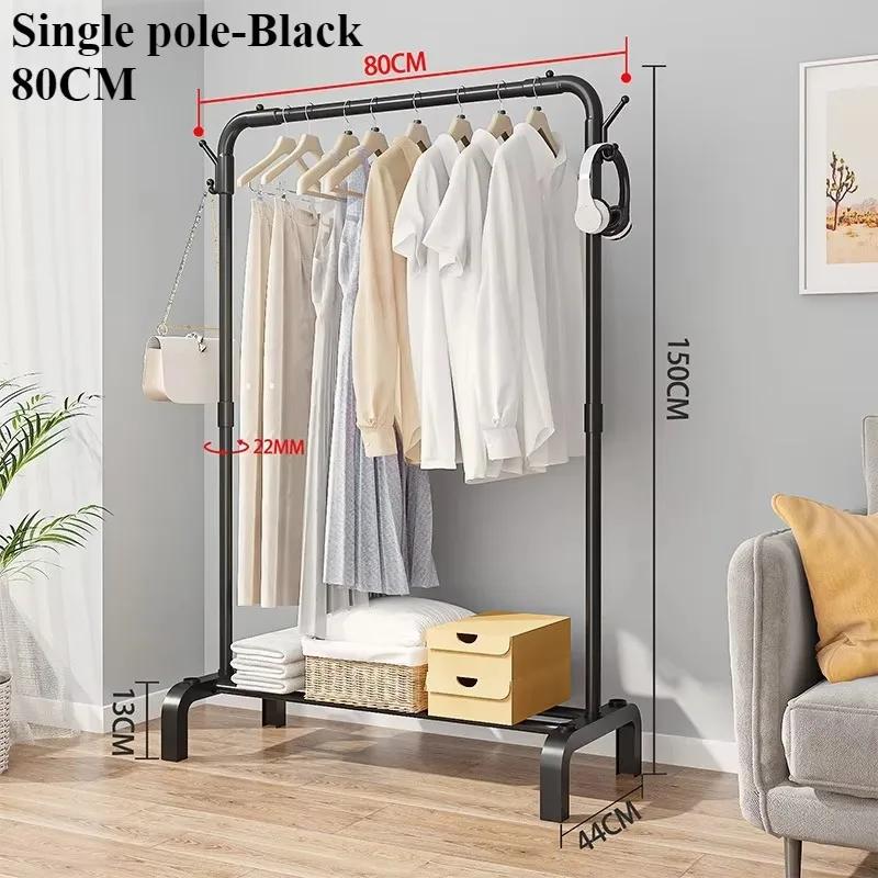 Floor Standing Clothes Rack Modern Simplicity Multilayer with Hooks Clothes Hanger Space Saving Widening and Raising Coat Hanger