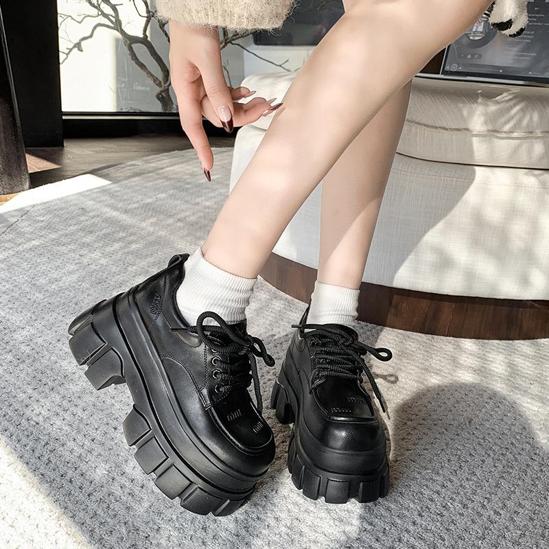 Fashion Spring Summer British Shoes Women Patent Leather Platform Shoes High Platform Chunky Heel Pumps 8CM Zapatos De Mujer