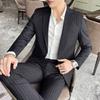 Men's Striped Trendy Casual Stylish Two-piece Suit British Style Formal Wear
