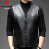 Pierre Cardin Men's V-Neck Genuine Leather Vest