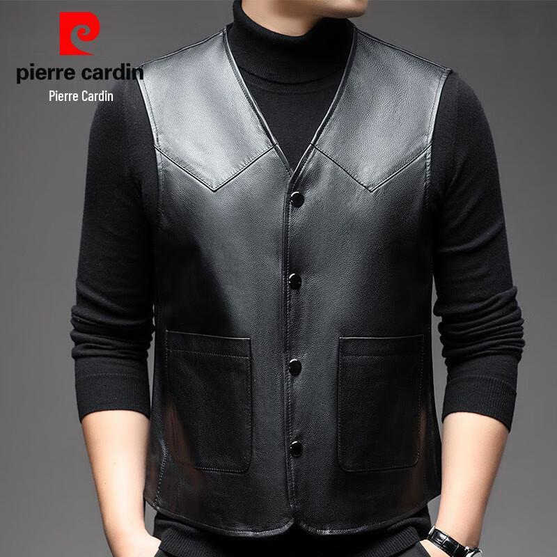 Pierre Cardin Men's V-Neck Genuine Leather Vest