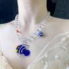 Elegant Blue Fish Pendant Necklace Adjustable Chain Necklace Glass Charm Necklace Fashion Accessory Present for Women