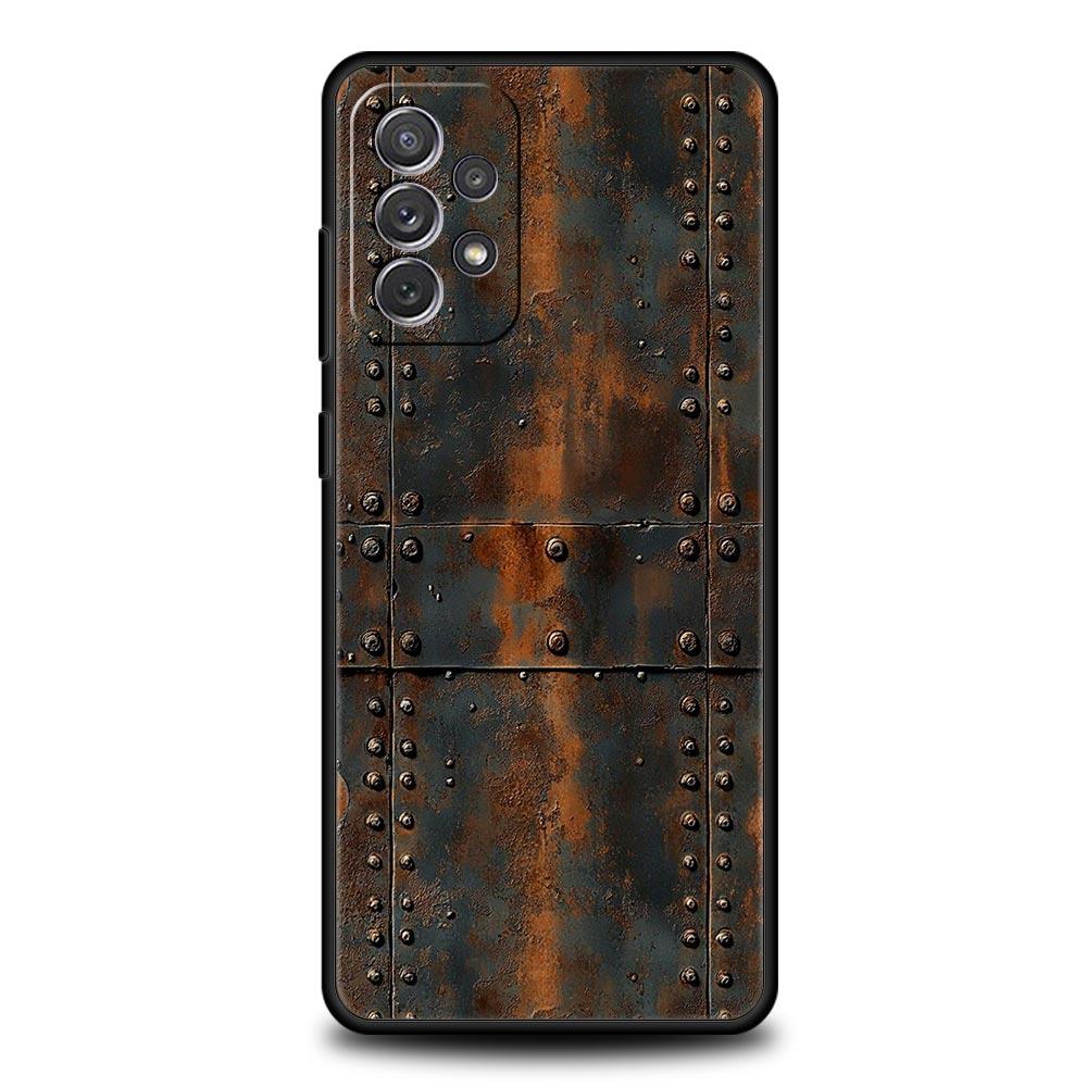 Vintage Industrieller Stil Rostige Handyhülle für Samsung Galaxy A55 A35 A15 A14 A13 A25 A54 A51 A71 A72 A73 A32 A52 A41 5G Weiches TPU