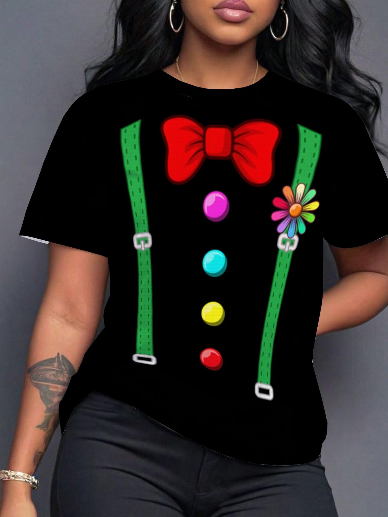 

Women s Short-sleeved Clothing. Featuring a Clown-themed Bow Tie Design M дубильная кора