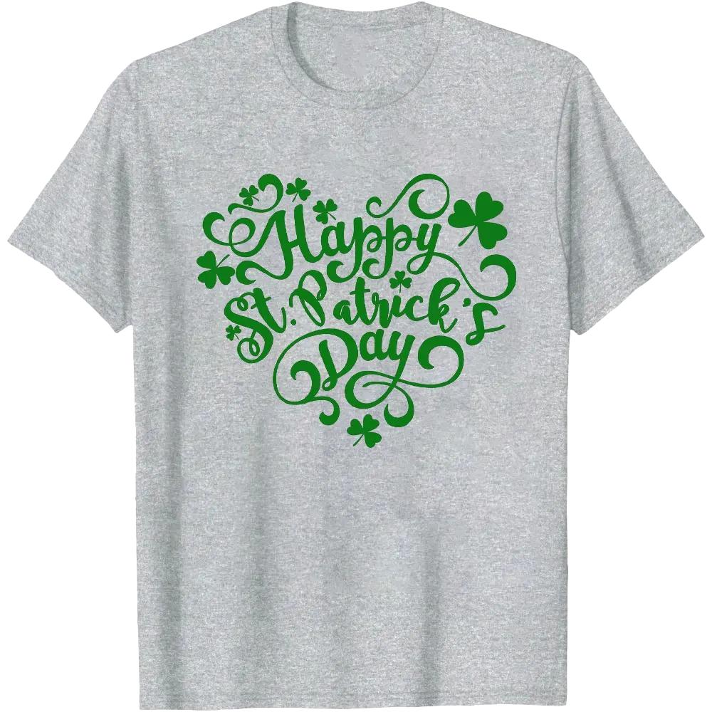 2026 New Happy St Patricks Day Shirt Saint Patricks Day Love Heart TShirt Summer Casual Soft and Comfortable Tee Tops