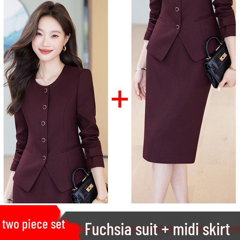 Women's Professional Formal Suit Skirt Set: Elegant Work Apparel for Receptionists