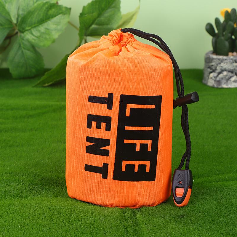 1 Person Emergency Shelter Survival Tent Kit Aluminum Film Triangle Tent Sleeping Bag With Storage Bag Outdoor Thermal Blanket