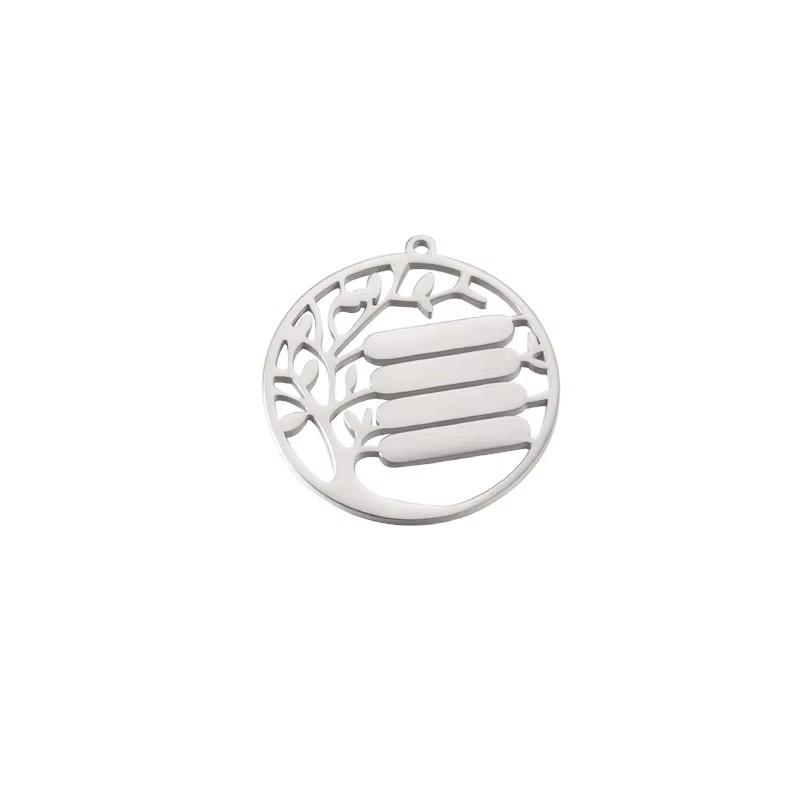 

New mirror polished stainless steel circular hollow tree pendant, used for DIY making necklaces, bracelets, jewelry 10 pcs