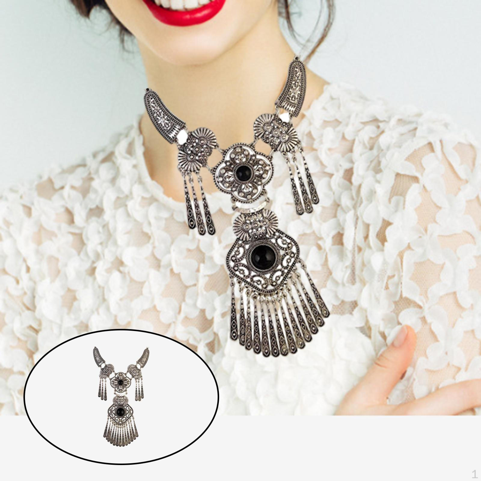 

Bohemian Long Statement , Fashion Multi Cluster Tassel Pendant, Sweater Chain, for Ethnic Style чёрный