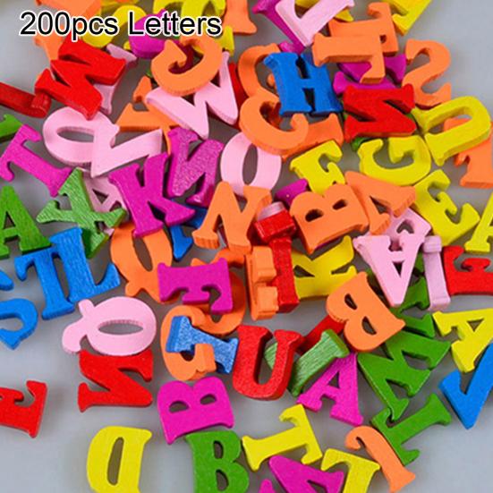 100 sztuk kolorowe litery cyfry drewniane płaskie ozdoby rzemiosło narzędzie
