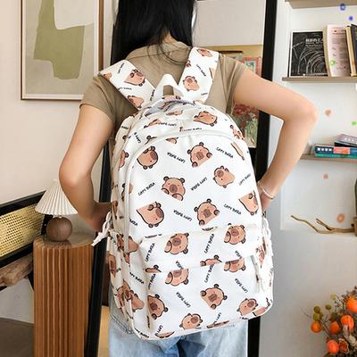 Large Capacity Lightweight Backpack Cartoon Capybara School Bag Student Schoolbag  Adjustable Straps Backpack Gifts