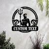 Personalized Greek Mythology Metal Wall Art, Custom Name Sign Home Decor, Poseidon Trident Symbol