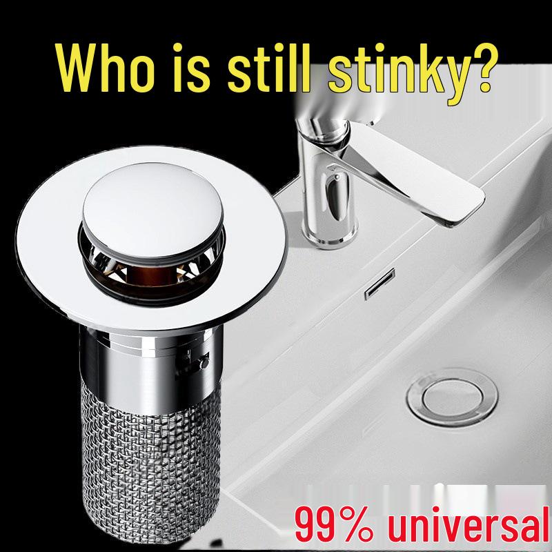 Leakproof Washbasin Stopper & Deodorant Pop-Up Drain Filter