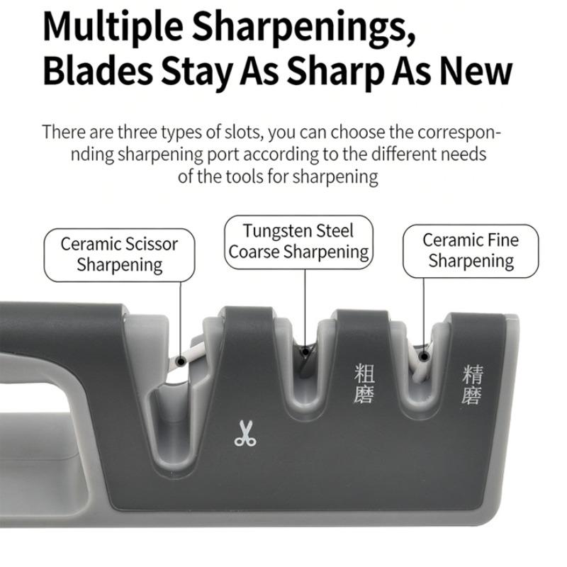 Professional Knife Sharpener Quick Edge Sharpening 3 in-1Fine & Coarse Grinding Kitchen Knife Scissor Sharpener Kitchen Supplies
