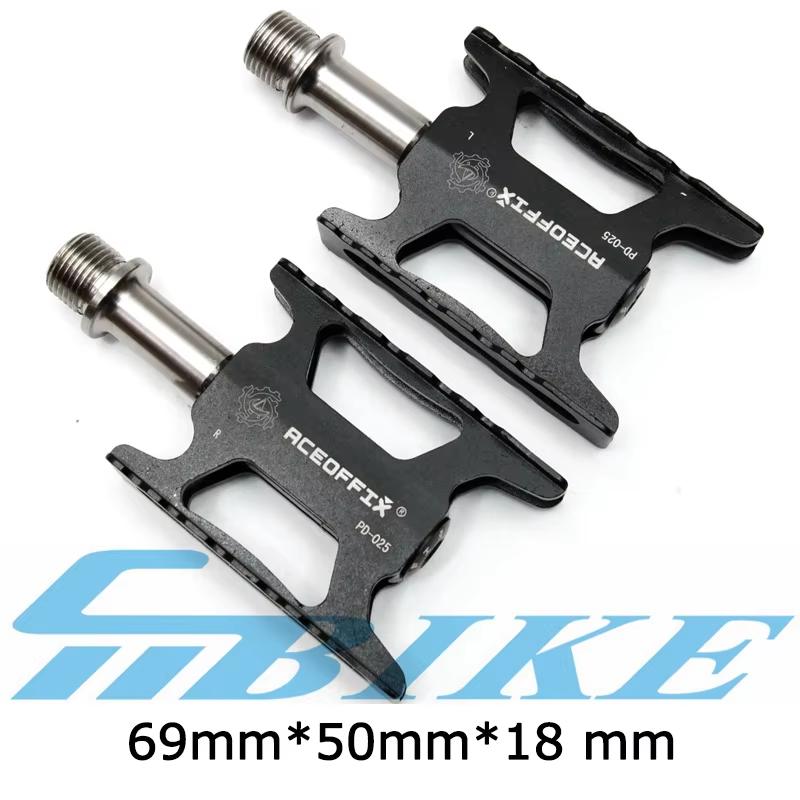 

2 size ultralight 158g bicycle pedal for Brompton bike black/silver color aluminum + titanium axis 1pair чёрный