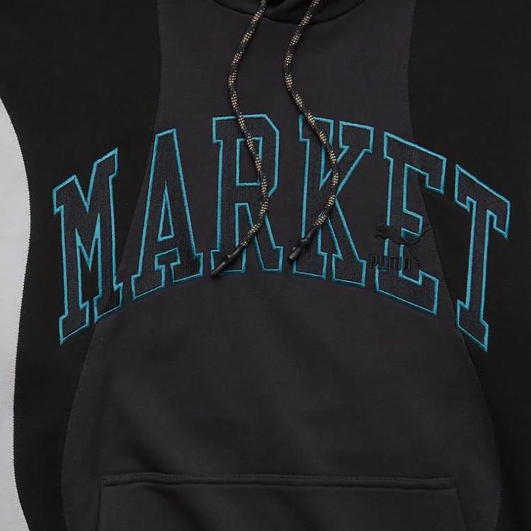 Puma X Cactus Plant Flea Market Color Block Letter Patch Locker Fit Hoodie Herren Hoodies Schwarz 535083