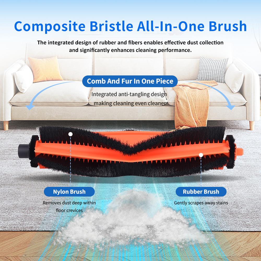 Roller Brush Accessories For Xiaomi Mijia 5C/OV42CN Robot Vacuum Cleaner Main Brush Replacement For Efficient Dust Hair Removal