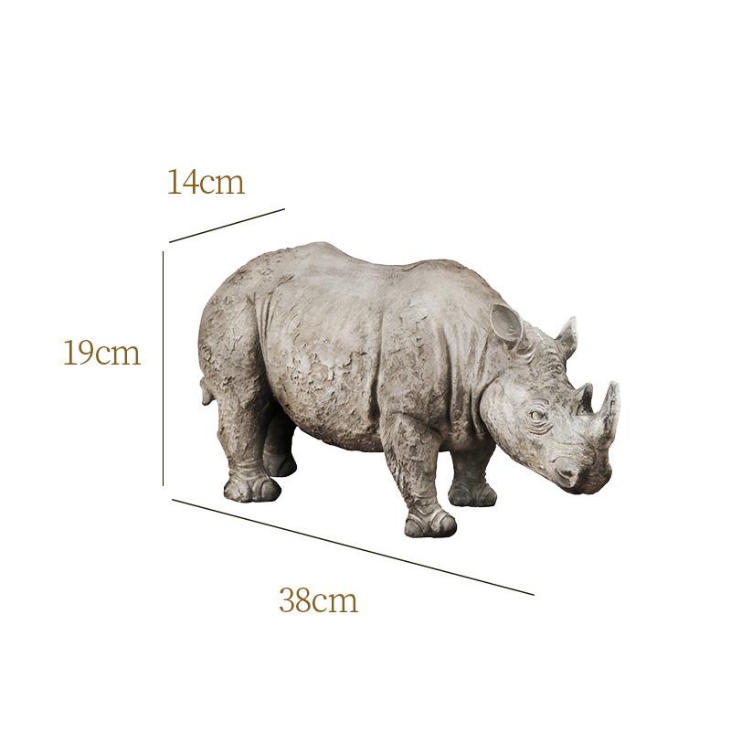 Simulation Rhinoceros Statue Desk Decoration Rhinoceros Modern Ornaments Creative Animal Resin Sculpture Room Aesthetic Decor