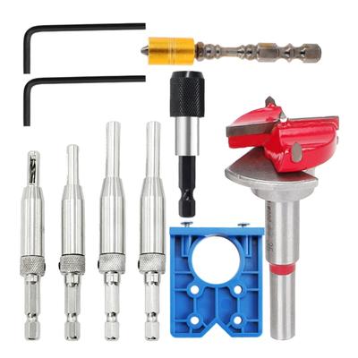 8 Peças Gabarito de Furação para Dobradiças Marcenaria Fechadura de Porta Brocas para Dobradiças Conjunto de Gabaritos para Dobradiças para Instalação de Portas de Armário