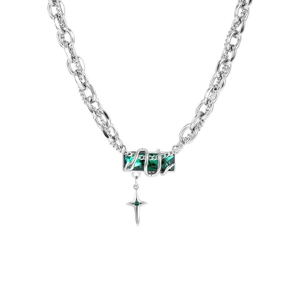 Snake Winding Geometric Titanium Steel Necklace For Men With Starry Effect And Hiphop Style