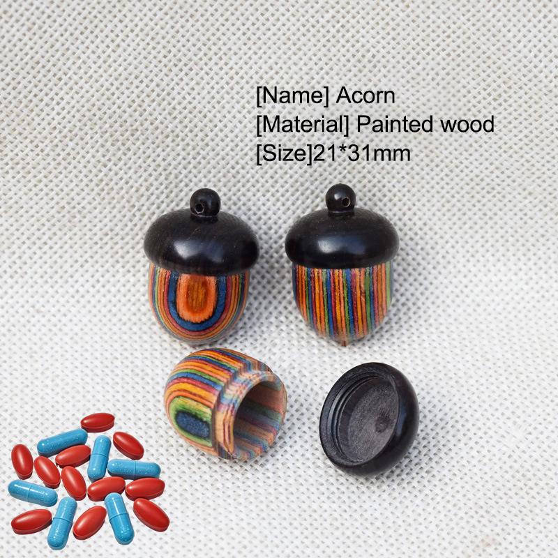 1/2PCS Mini Portable Sandalwood Pill Boxes Granule Storage Case Small Items Container DIY Acorn Pendants Rescue Tablets Holder