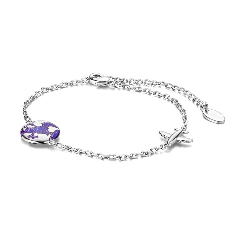 925 Silver Adjustable Size Chain Link Bracelet For Women Feather Butterfly Star Family Life Tree Travel Iris Charm Bracelets
